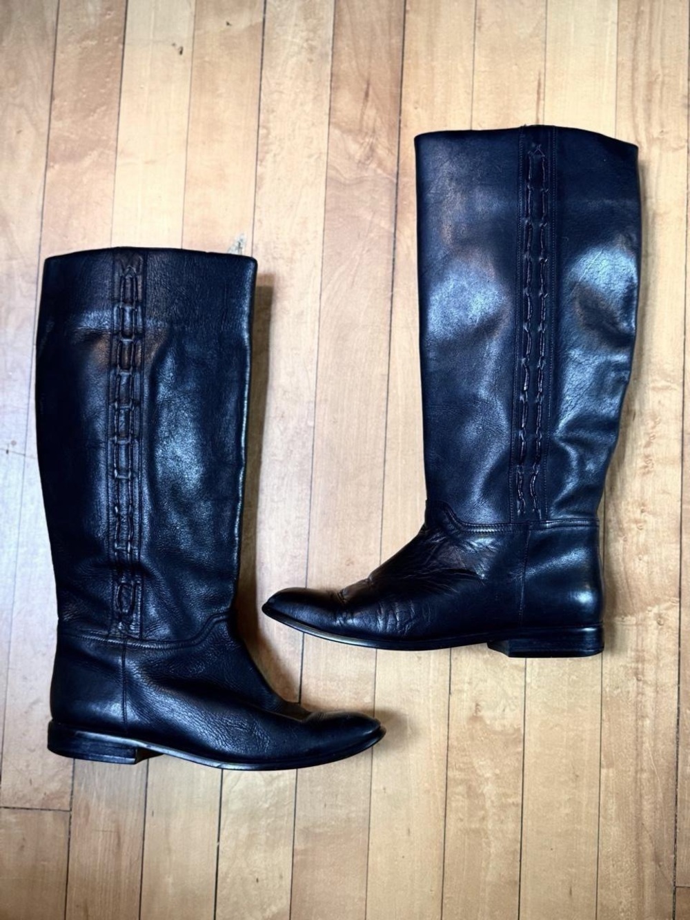 Vintage Black Leather Riding Boots Size 7.5